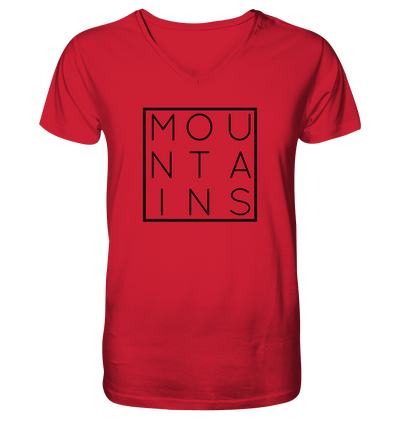 Mountains Graphic - Mens Organic V-Neck Shirt - Sauba Bleim