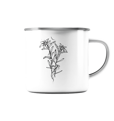 Alpen Edelweiss - Emaille Tasse - Sauba Bleim