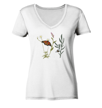 Blumenwiese - Ladies Organic V-Neck Shirt - Sauba Bleim