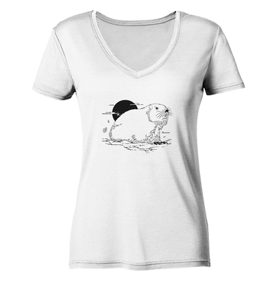 Alpenmurmeltier - Ladies Organic V-Neck Shirt - Sauba Bleim