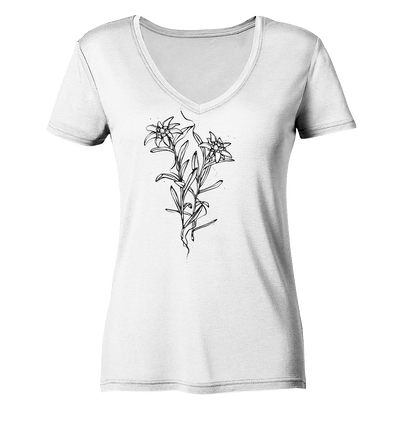 Alpen Edelweiss - Ladies Organic V-Neck Shirt - Sauba Bleim