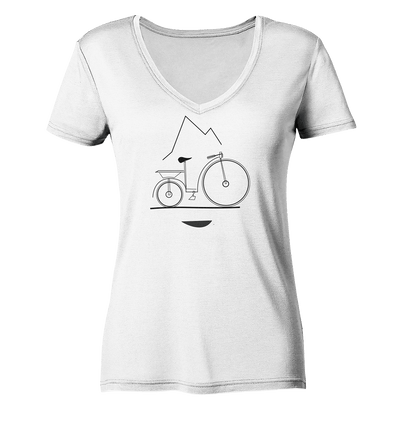 Ride & Smile - Ladies Organic V-Neck Shirt - Sauba Bleim