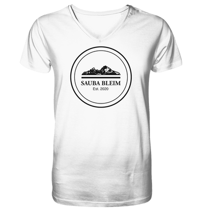 Sauba Bleim Logo - Mens Organic V-Neck Shirt - Sauba Bleim