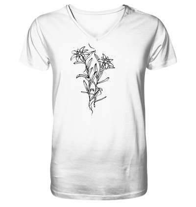 Alpen Edelweiss - Mens Organic V-Neck Shirt - Sauba Bleim